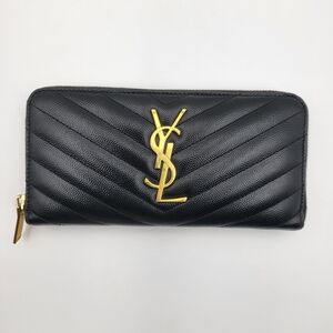 Yves Saint Laurent Monogram Matelasse Leather Zip-Around Wallet..Authentic..